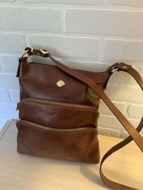 The Trend Brown Real Leather Crossbody Bag